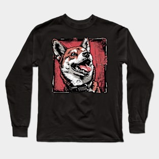 Retro Art Shiba Inu Dog Lover Long Sleeve T-Shirt